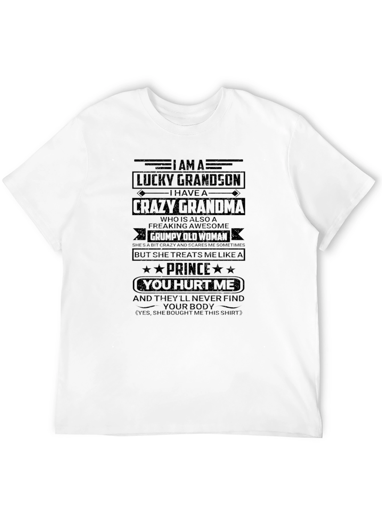 Lucky Grandson Crazy Grandma Graphic T-Shirt