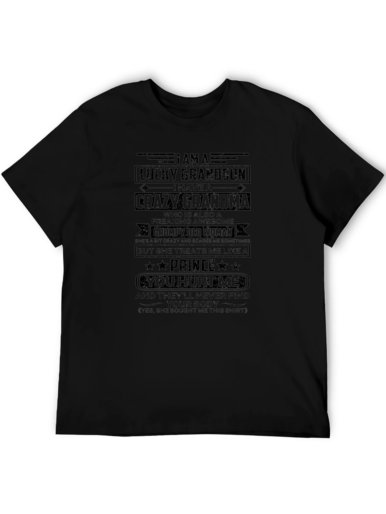 Lucky Grandson Crazy Grandma Graphic T-Shirt