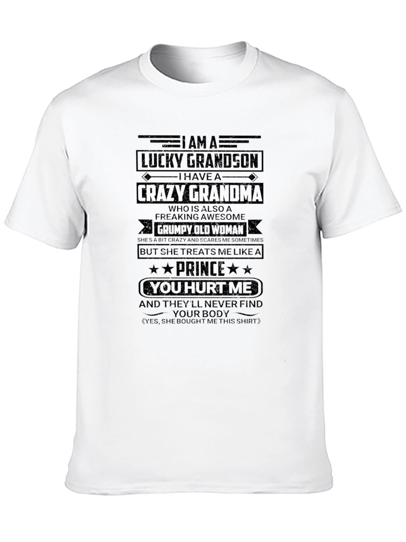 Lucky Grandson Crazy Grandma Graphic T-Shirt