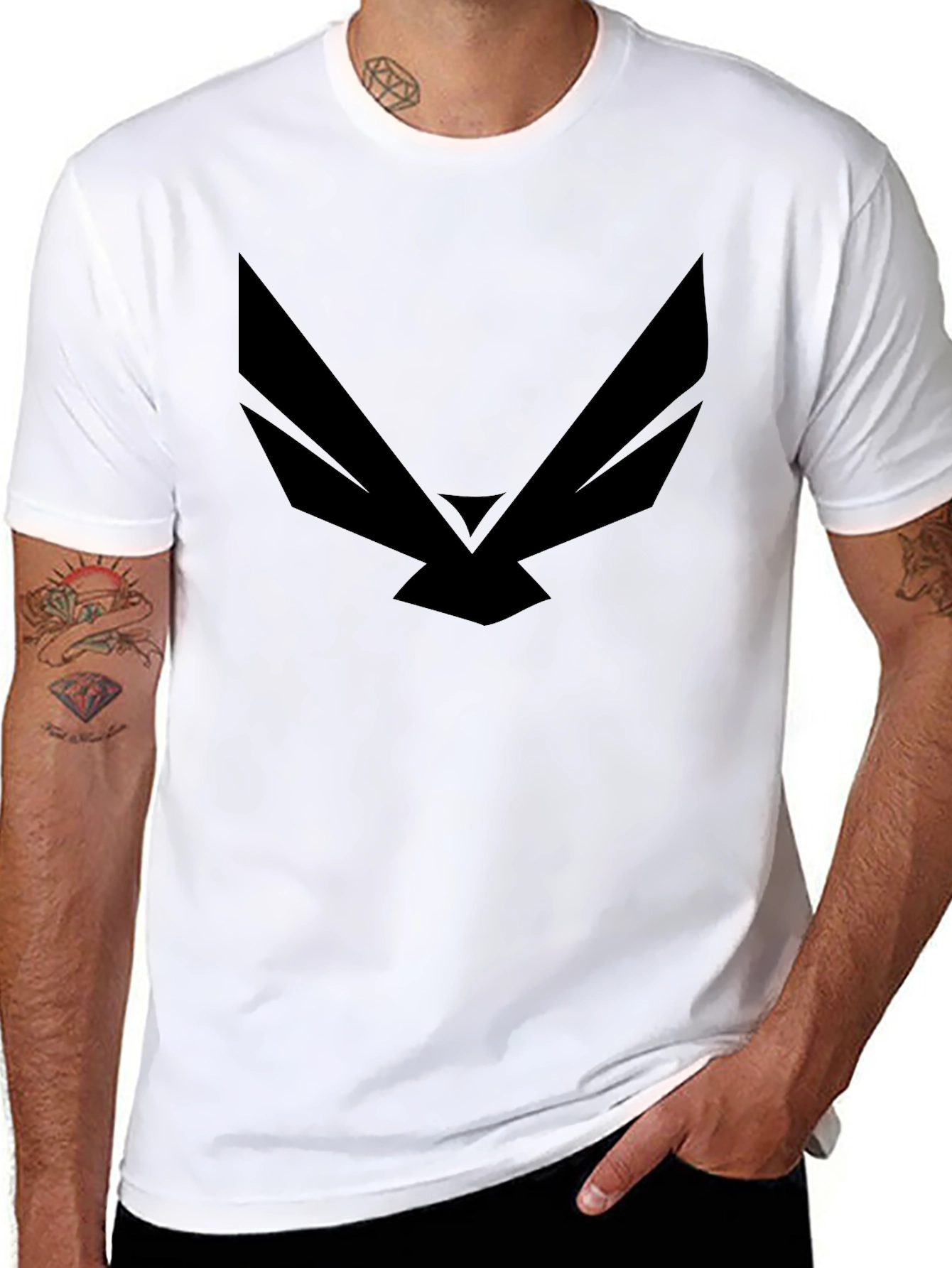 Black Graphic Tee - Modern Wingspan Design
