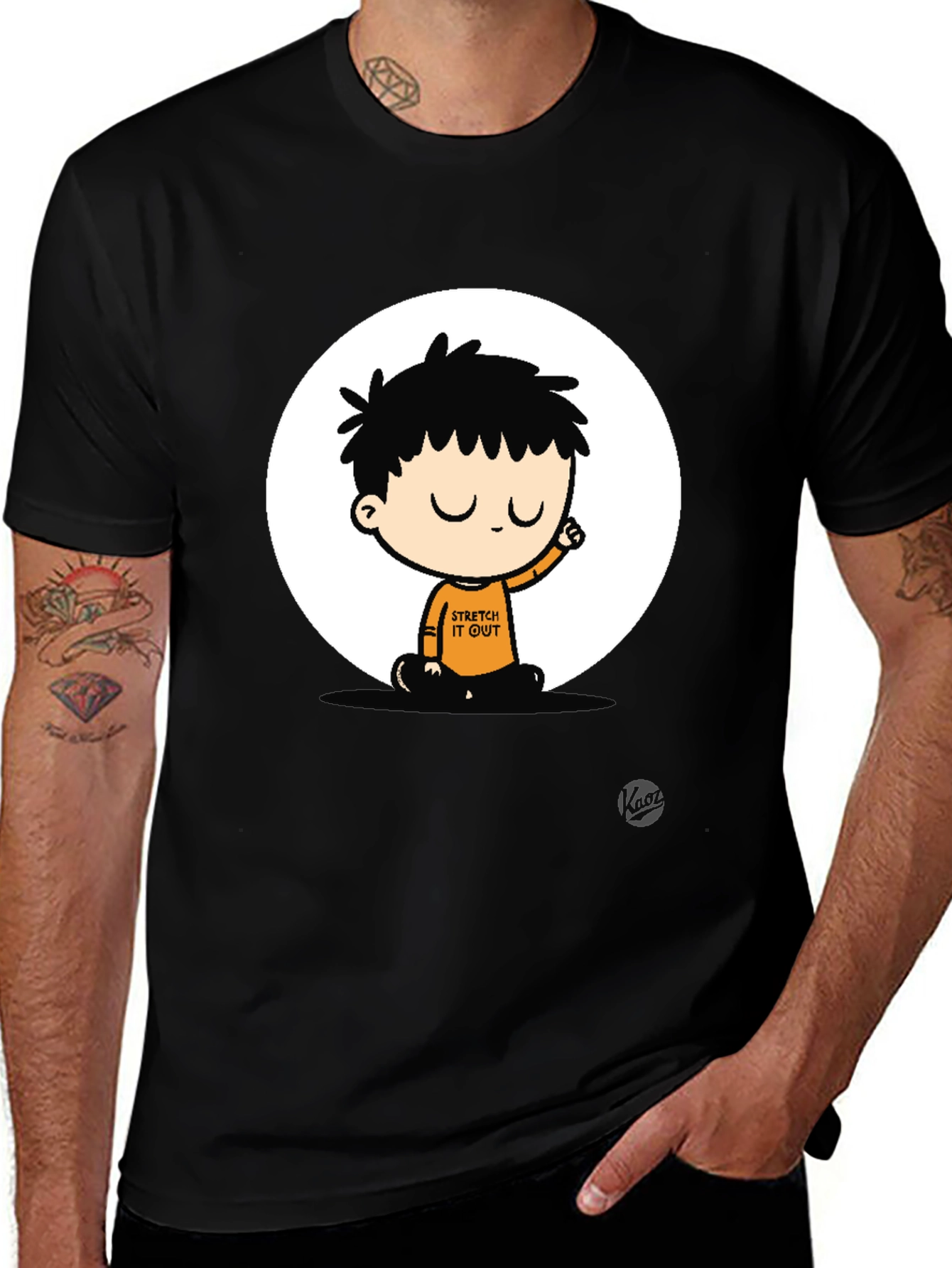 Stretch It Out Black Graphic T-Shirt