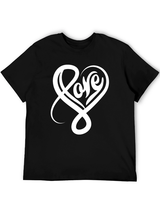 Love Heart Graphic Black T-Shirt