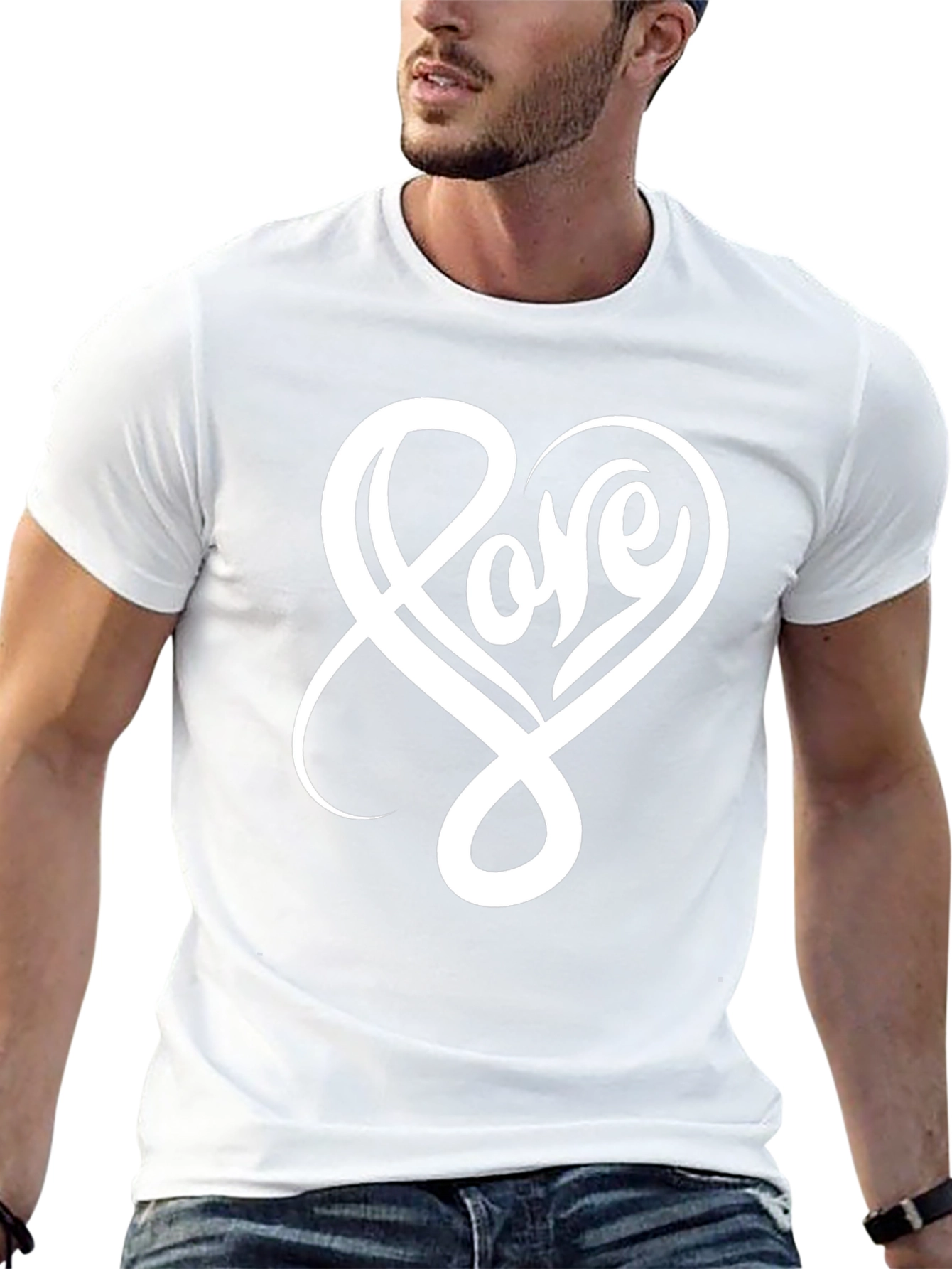 Love Heart Graphic Black T-Shirt