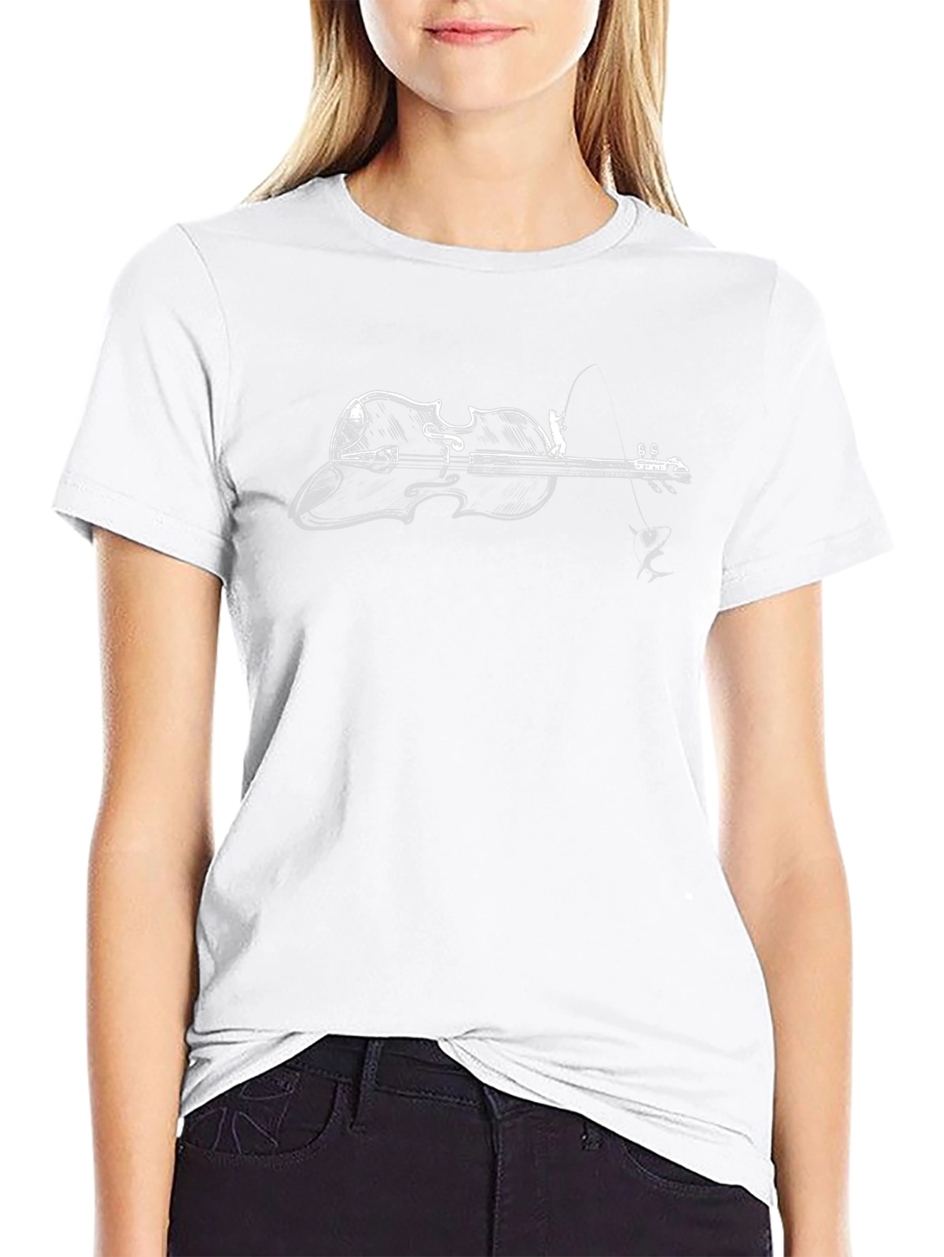 Violin Fisherman Black T-Shirt - Unique Design