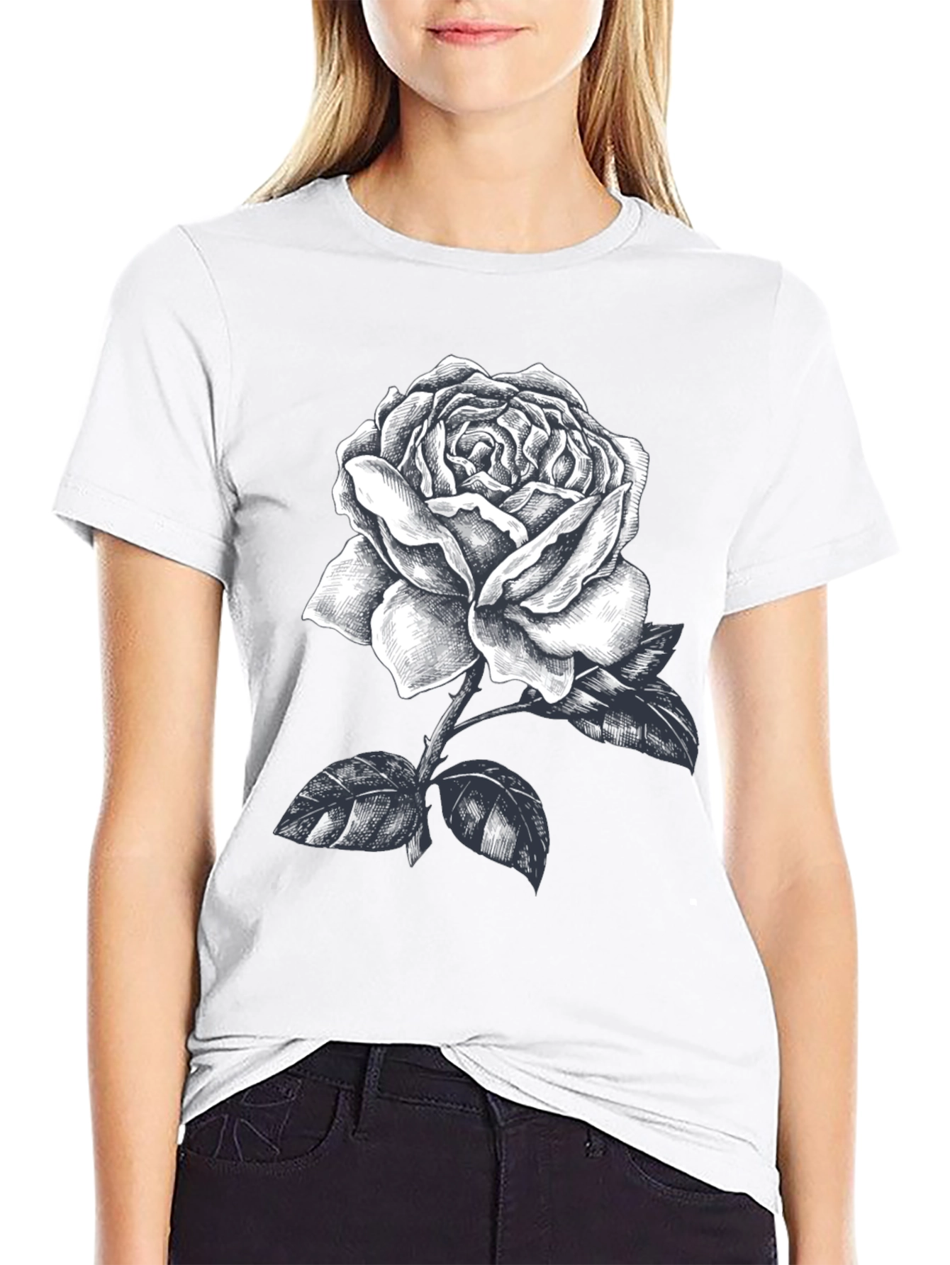 Rose Graphic Tee - Mens Black Short Sleeve