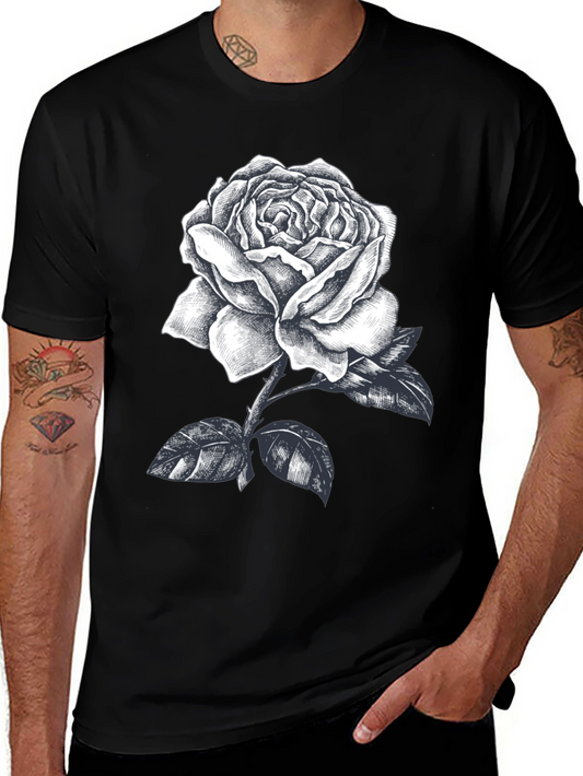 Rose Graphic Tee - Mens Black Short Sleeve