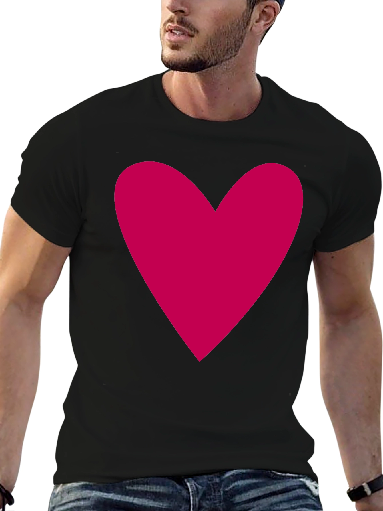 Heart Graphic Black T-Shirt Casual Cotton Tee