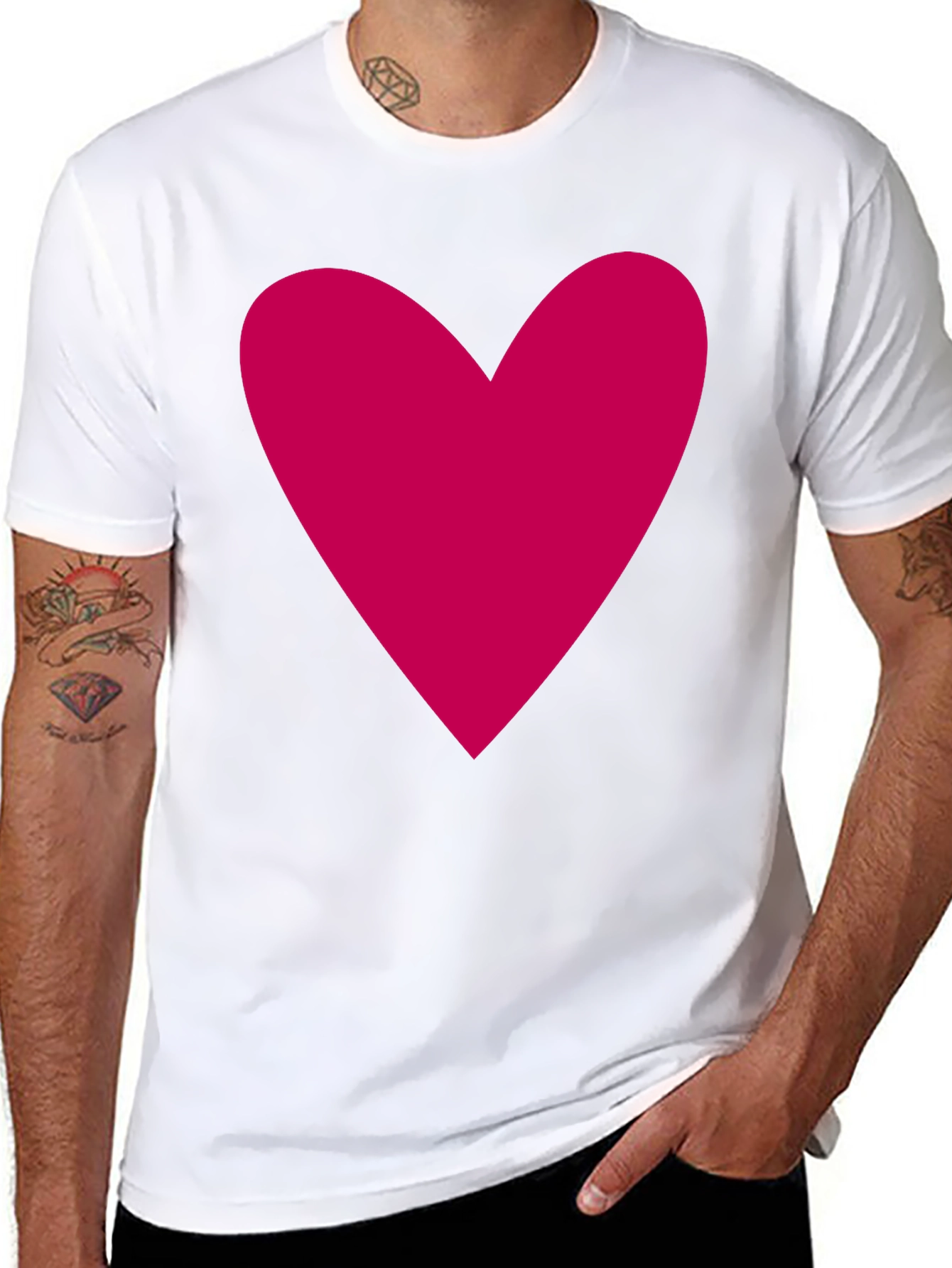 Heart Graphic Black T-Shirt Casual Cotton Tee