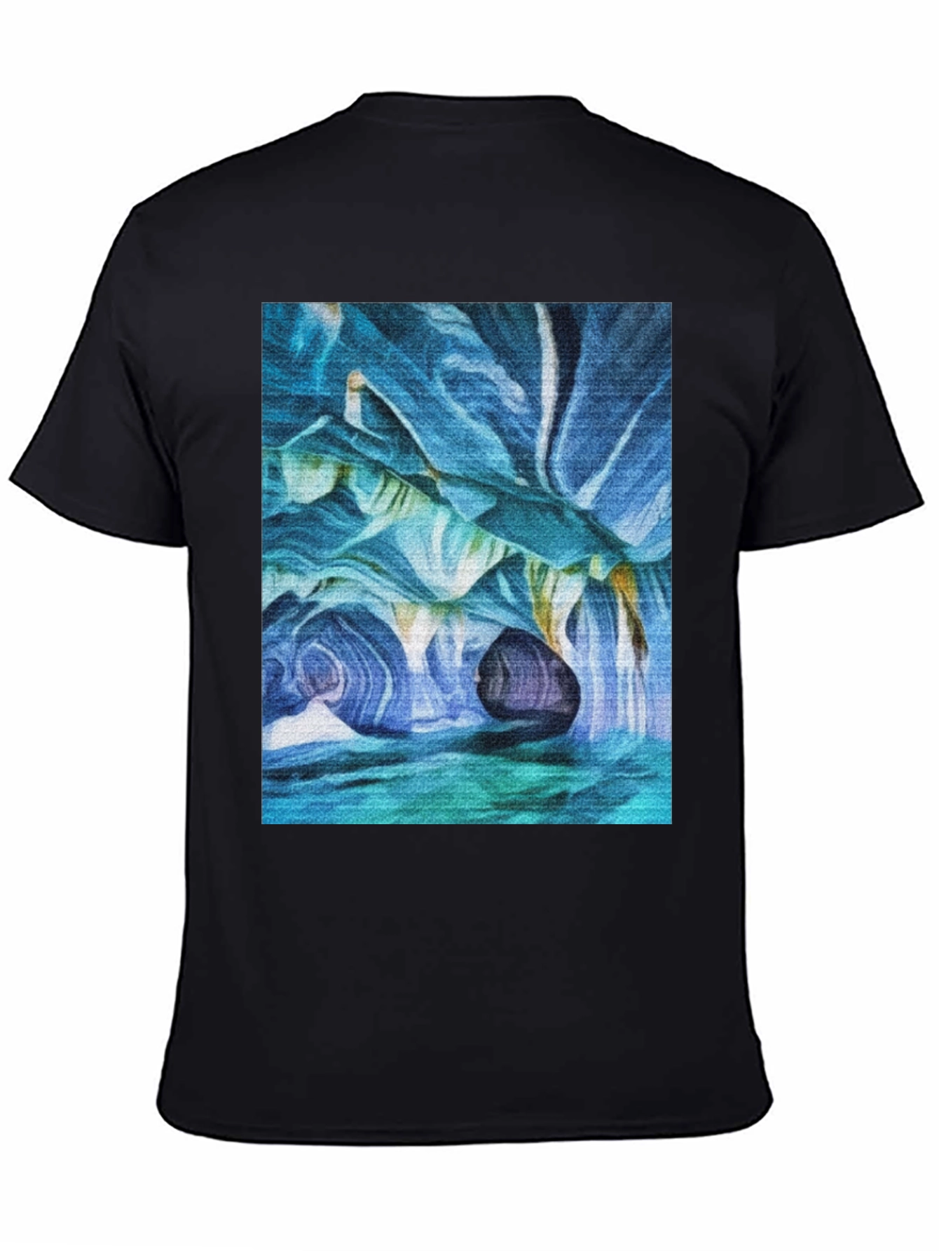 Abstract Swirl Art Print Black T-Shirt
