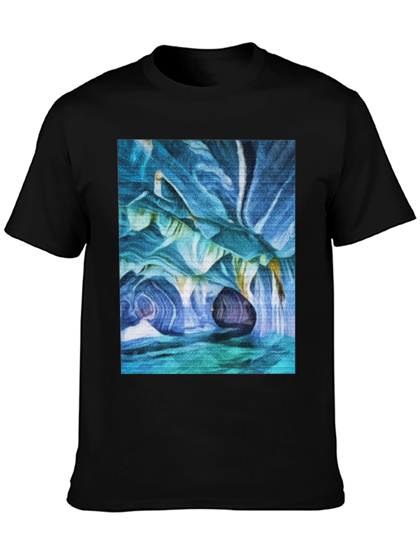 Abstract Swirl Art Print Black T-Shirt