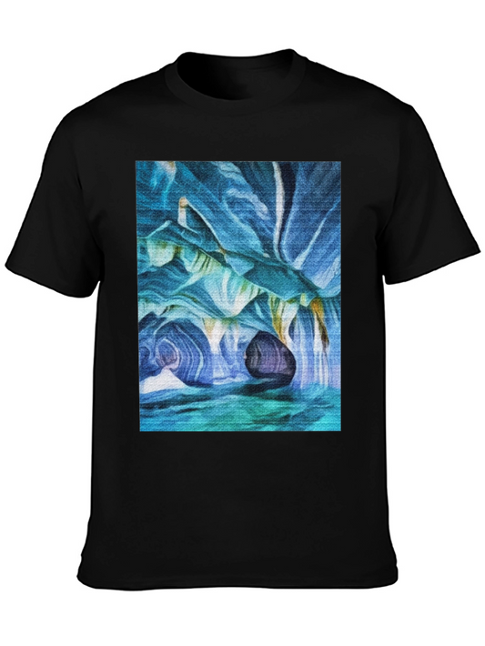 Abstract Swirl Art Print Black T-Shirt