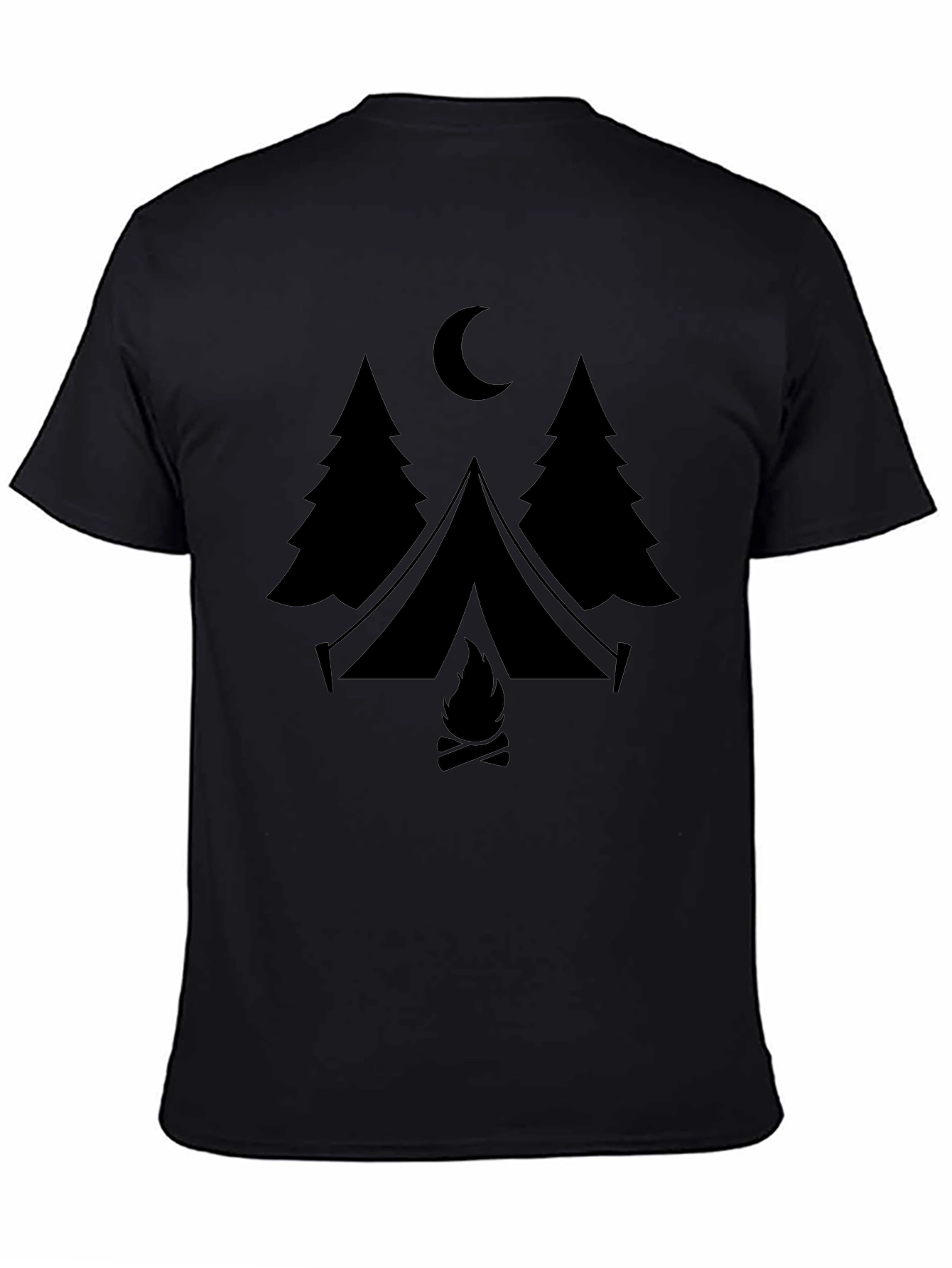 Camping Scene Graphic Tee - Black
