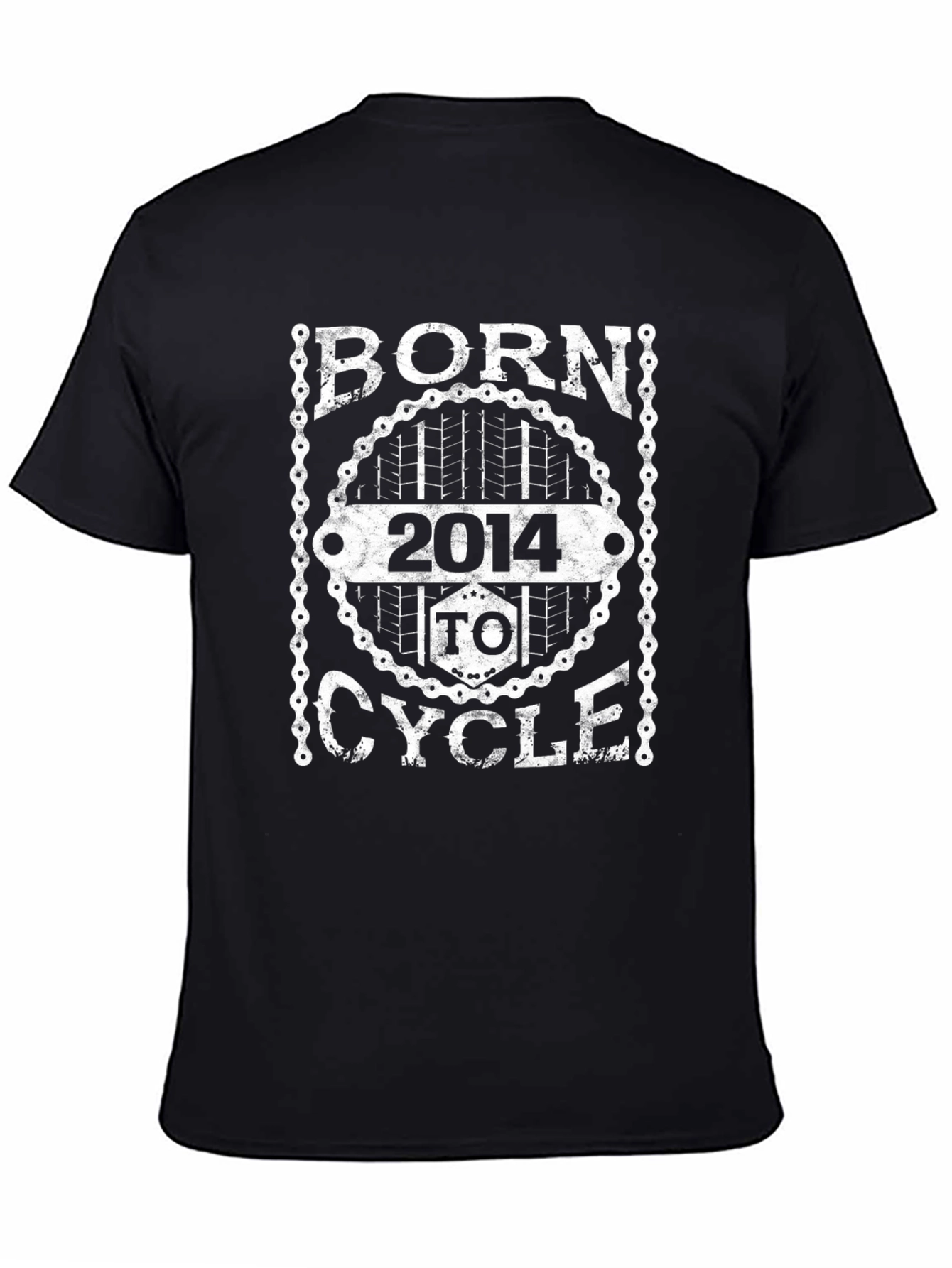 Born 2014 To Cycle Black Graphic T-Shirt