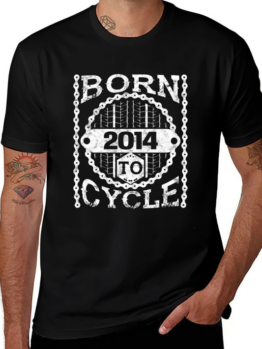 Born 2014 To Cycle Black Graphic T-Shirt