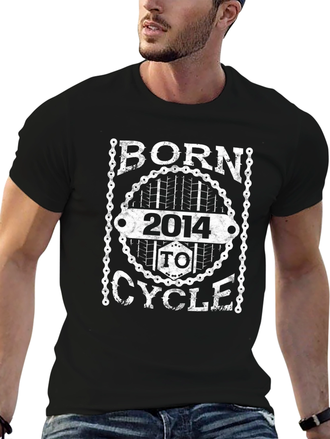 Born 2014 To Cycle Black Graphic T-Shirt