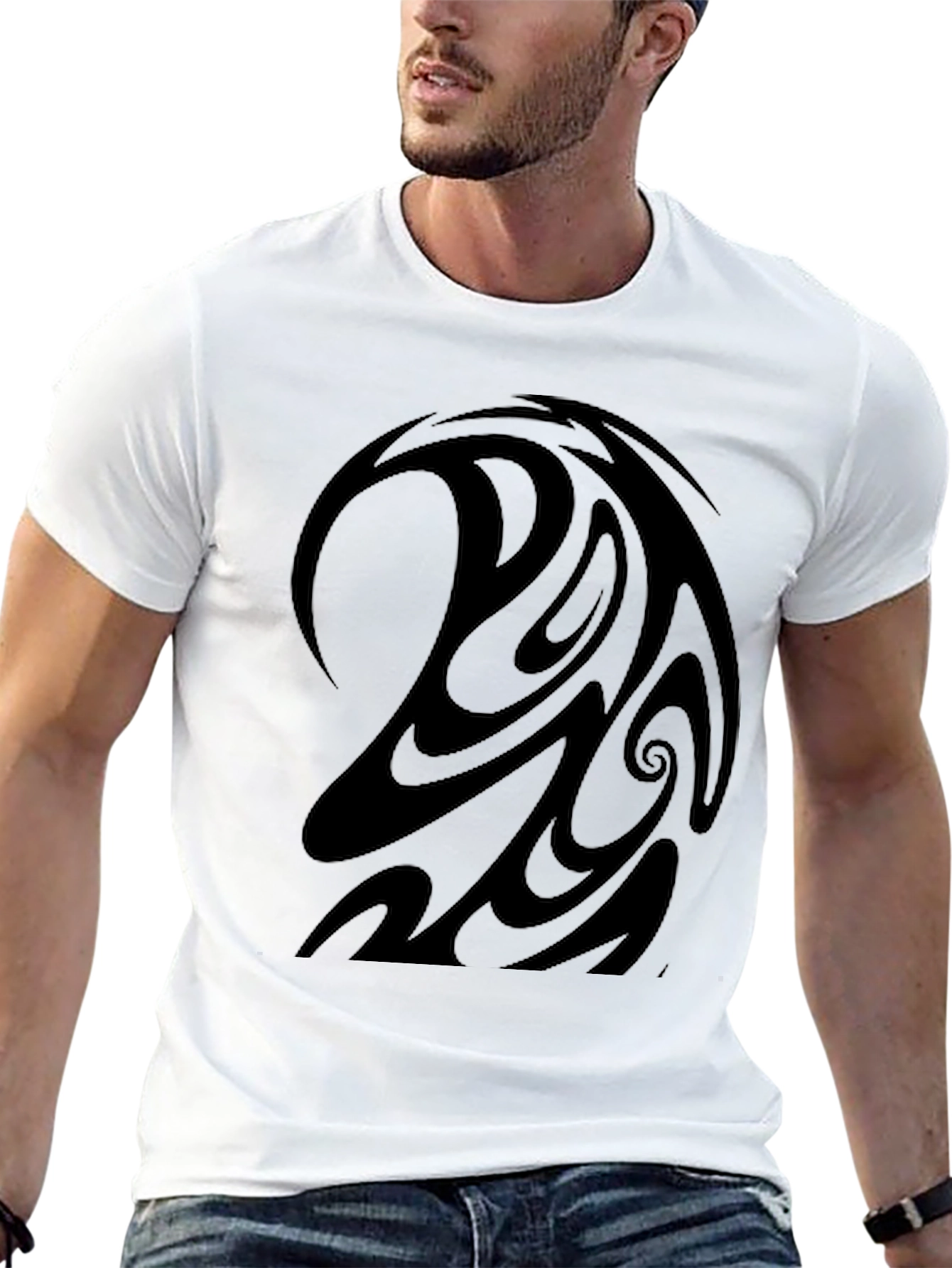Black Tribal Swirl Design Tee