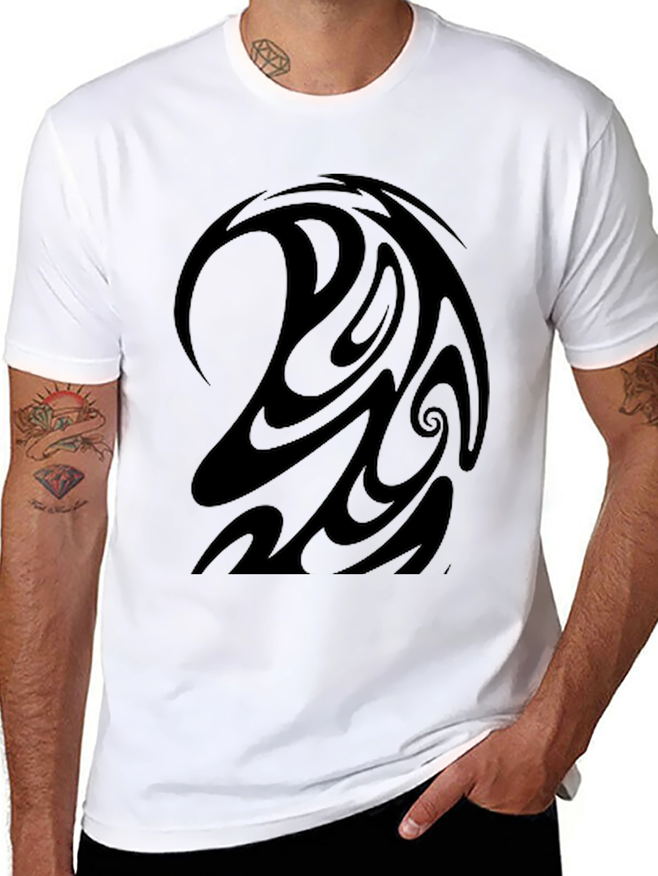 Black Tribal Swirl Design Tee