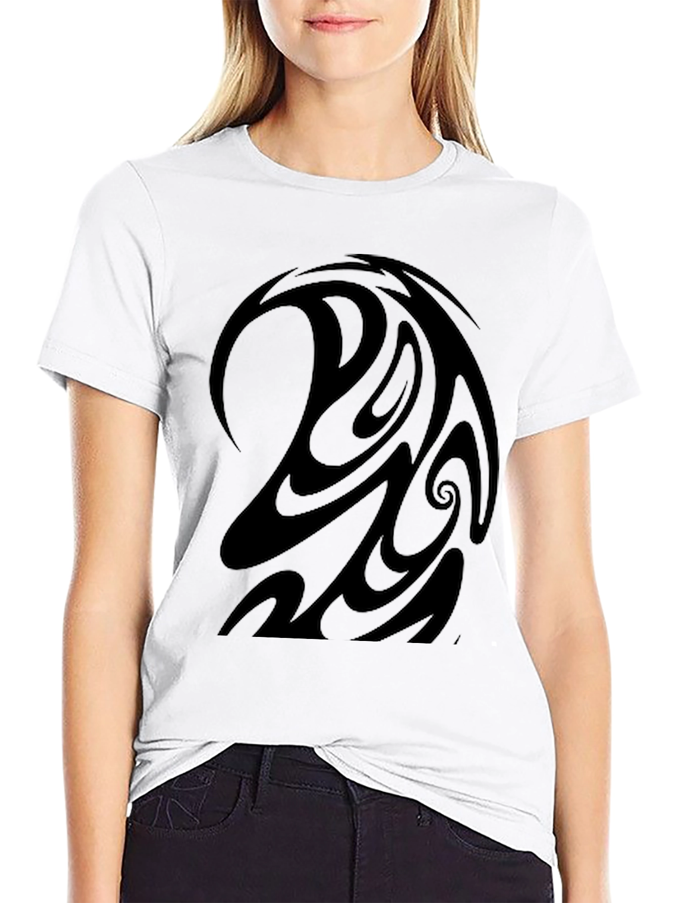 Black Tribal Swirl Design Tee