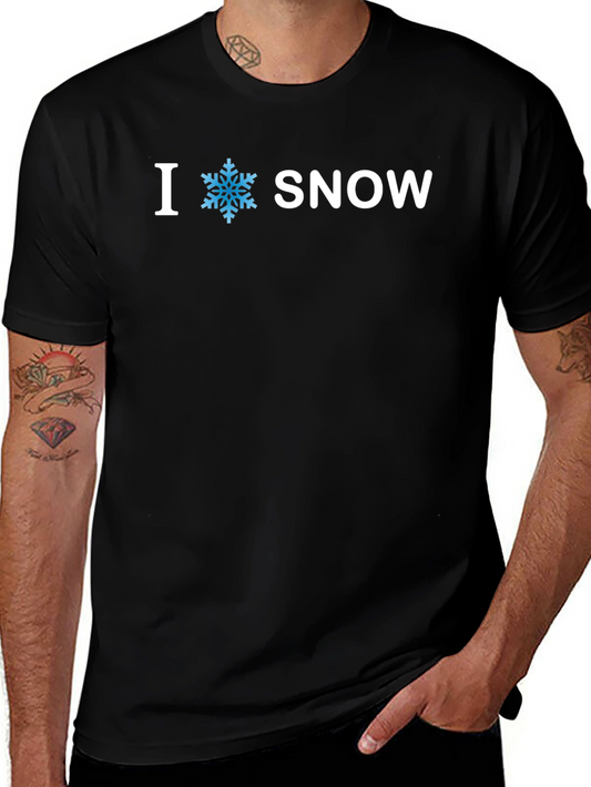 I Snowflake Snow Black T-Shirt
