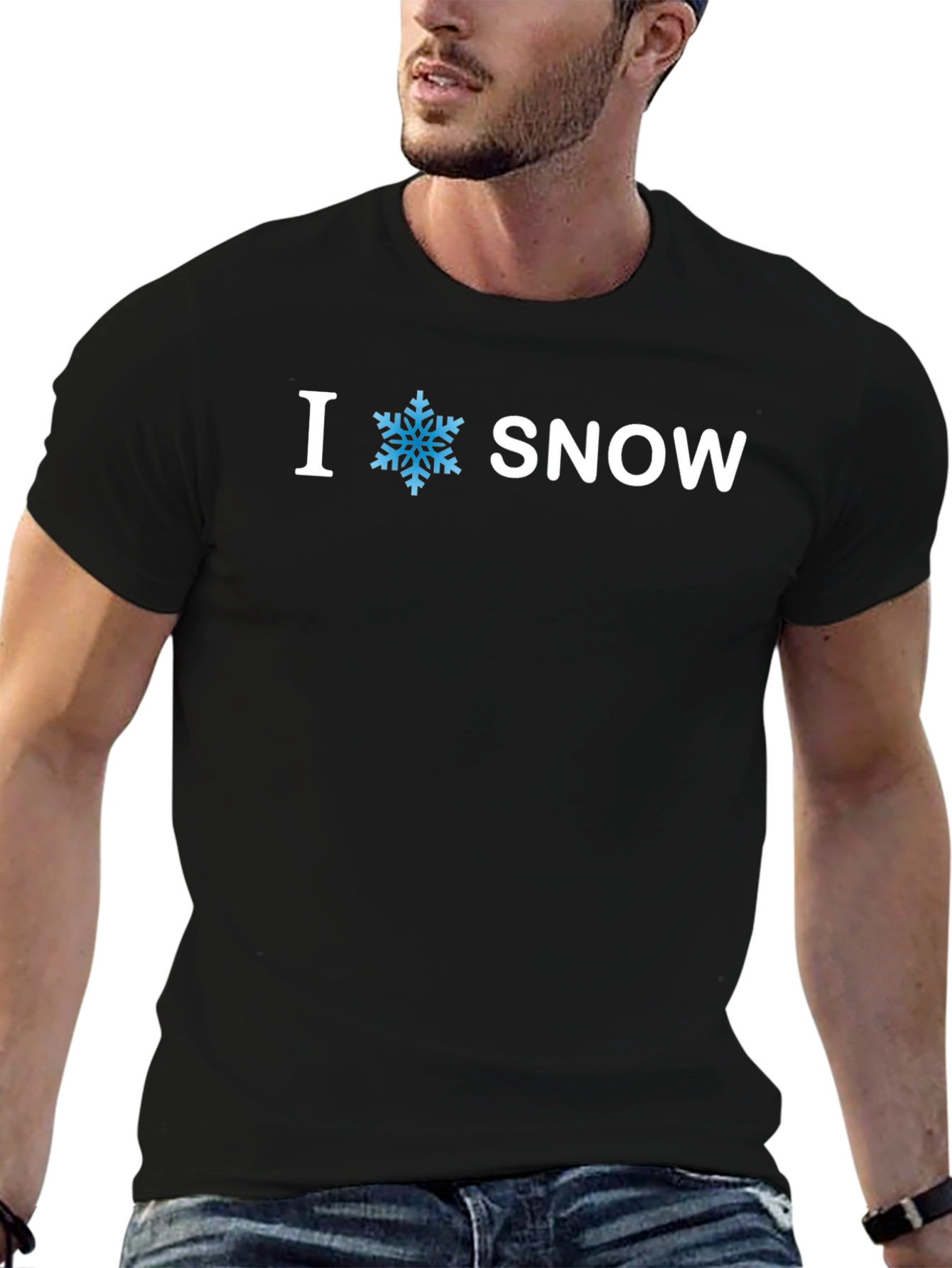 I Snowflake Snow Black T-Shirt