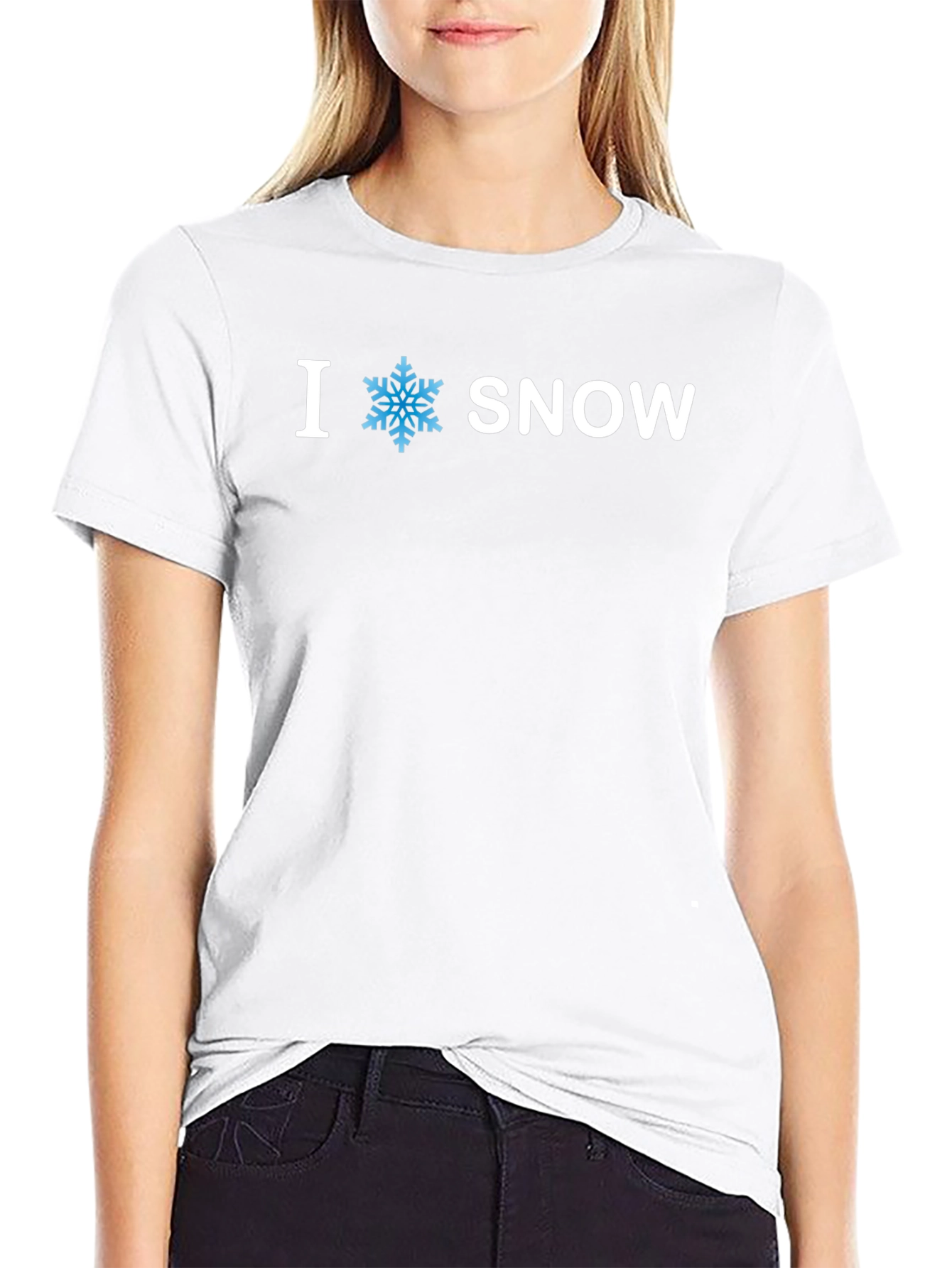 I Snowflake Snow Black T-Shirt