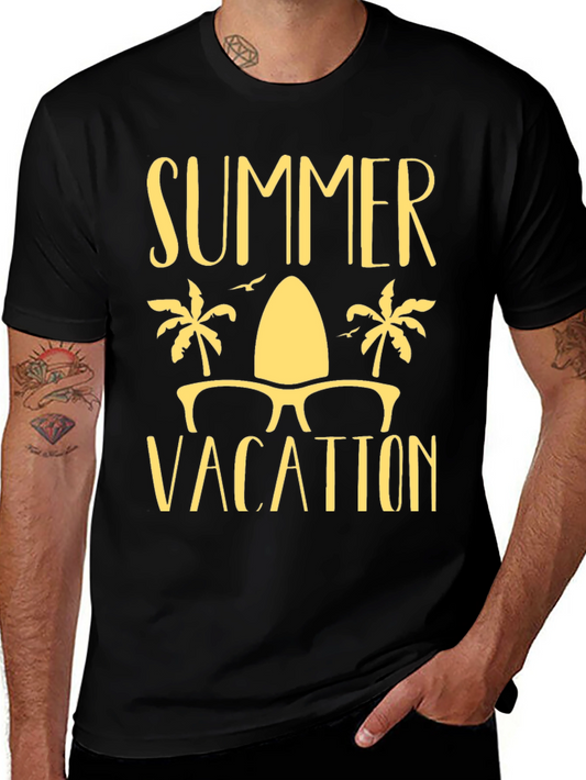 Summer Vacation Graphic Tee - Surf & Palms Black T-Shirt