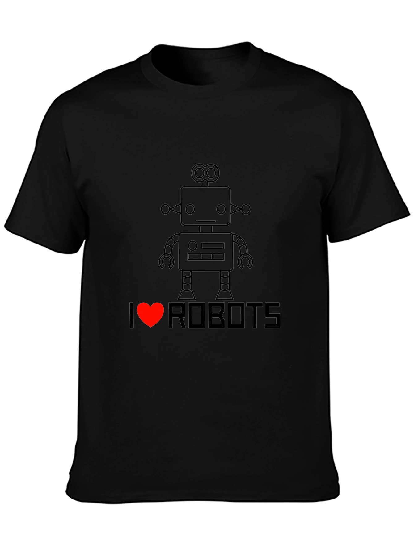 I Heart Robots T-Shirt - Black Graphic Tee