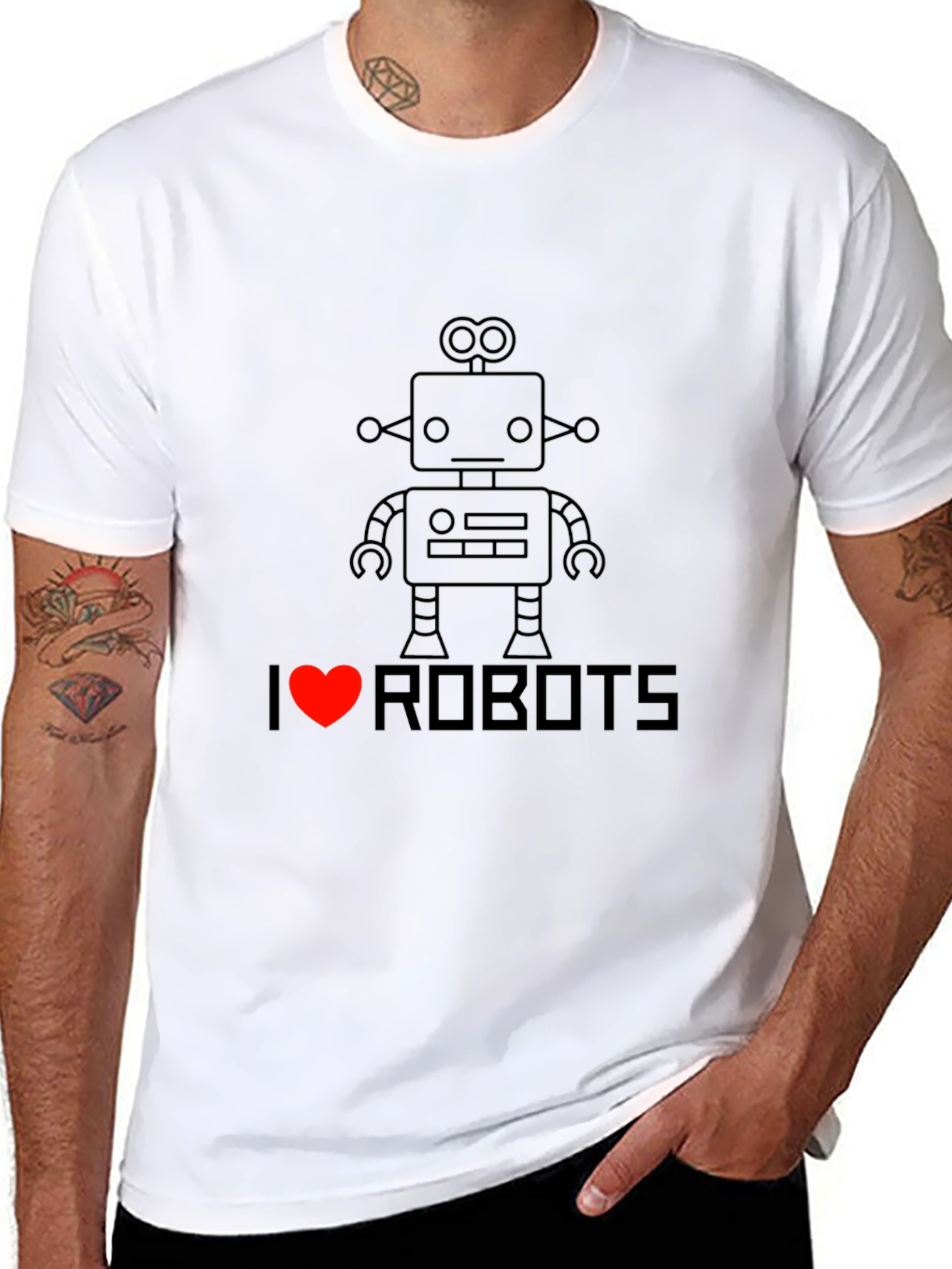 I Heart Robots T-Shirt - Black Graphic Tee