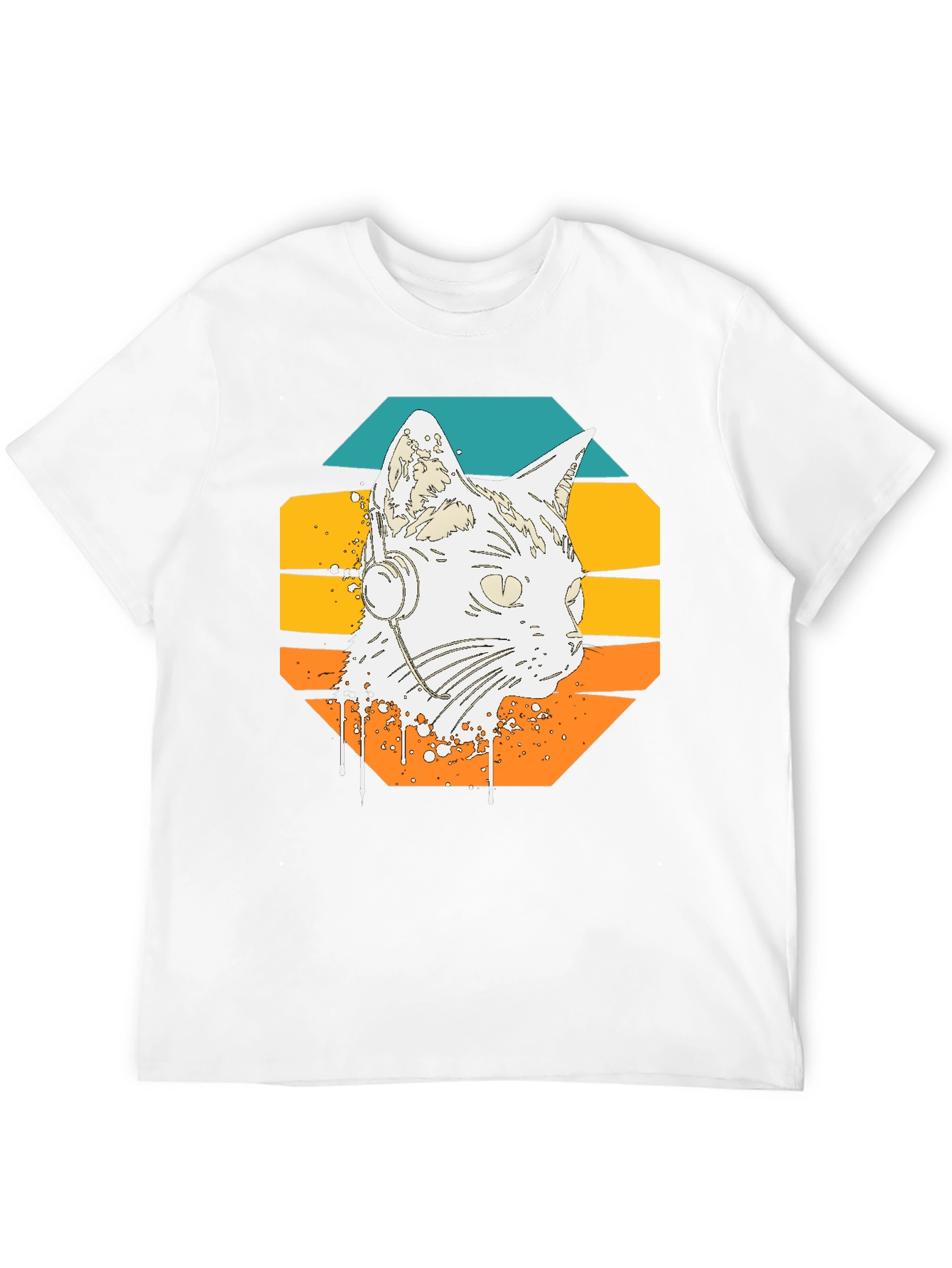 Retro Cat Headphone Graphic Tee