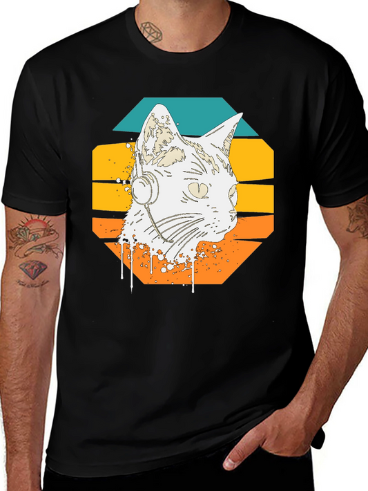 Retro Cat Headphone Graphic Tee