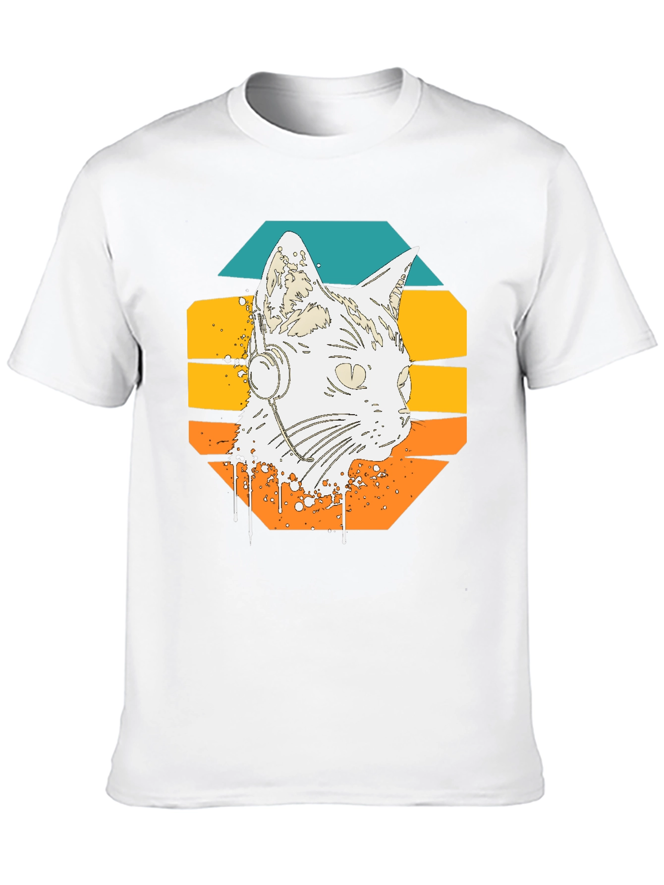 Retro Cat Headphone Graphic Tee