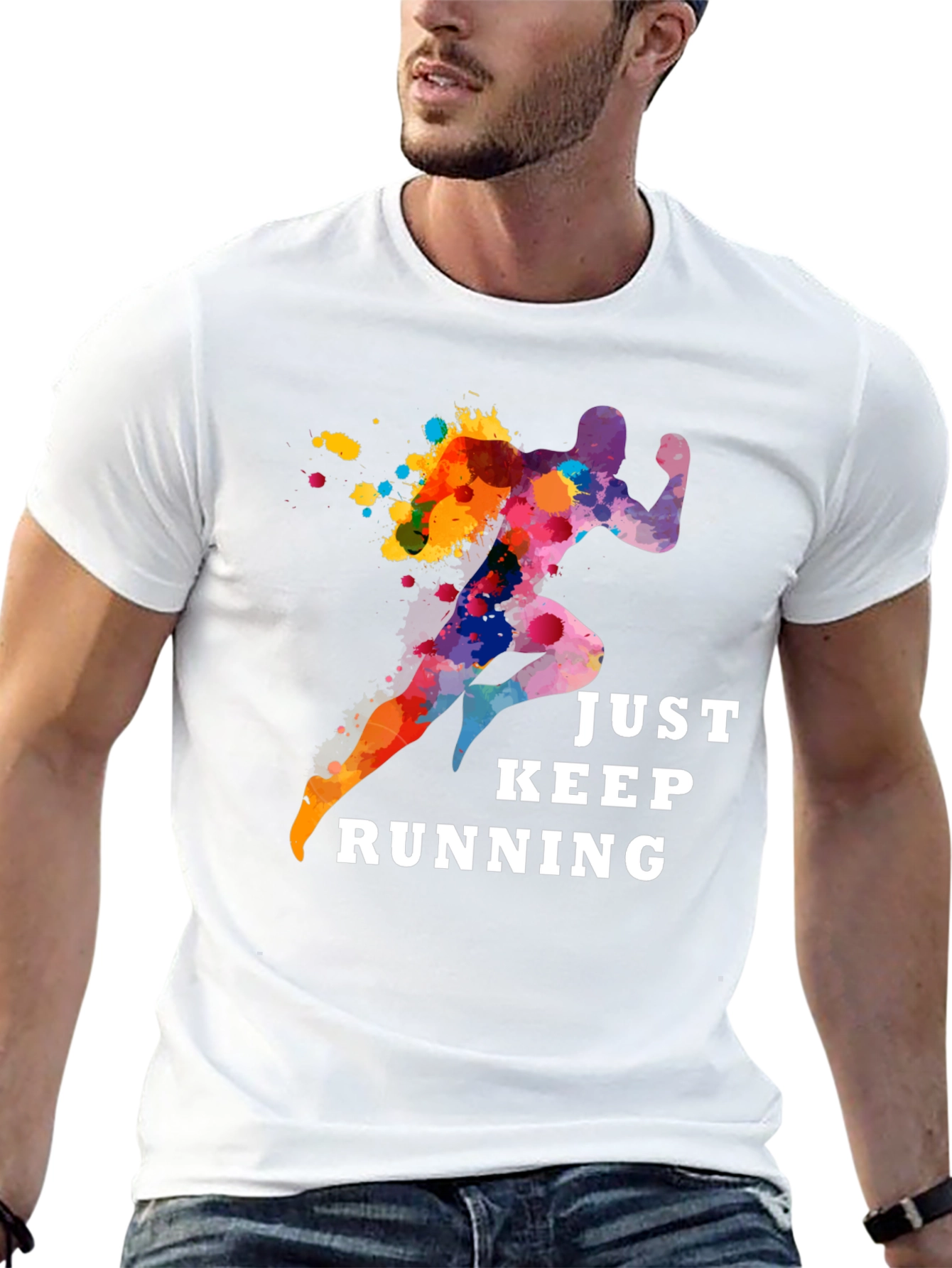 Just Keep Running Graphic Tee - Black