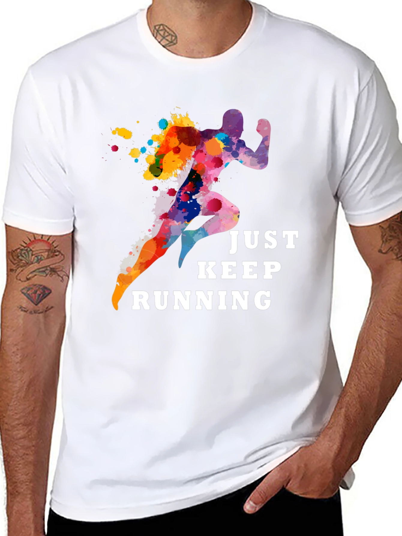 Just Keep Running Graphic Tee - Black