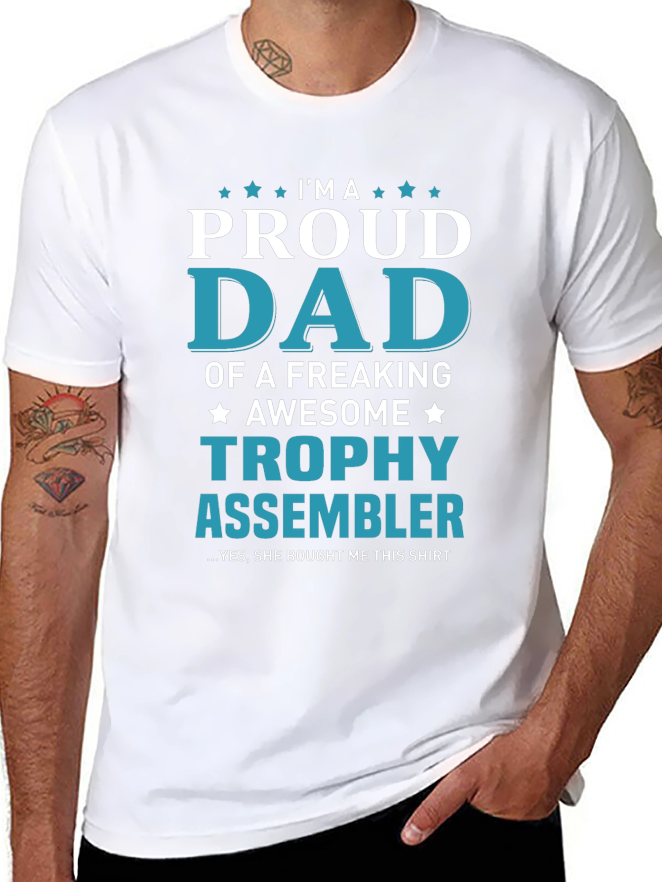 Proud Dad Trophy Assembler Graphic T-Shirt