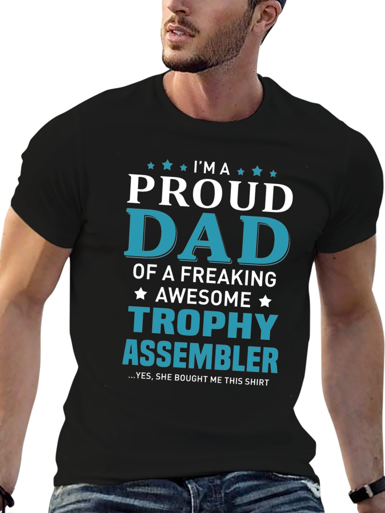 Proud Dad Trophy Assembler Graphic T-Shirt