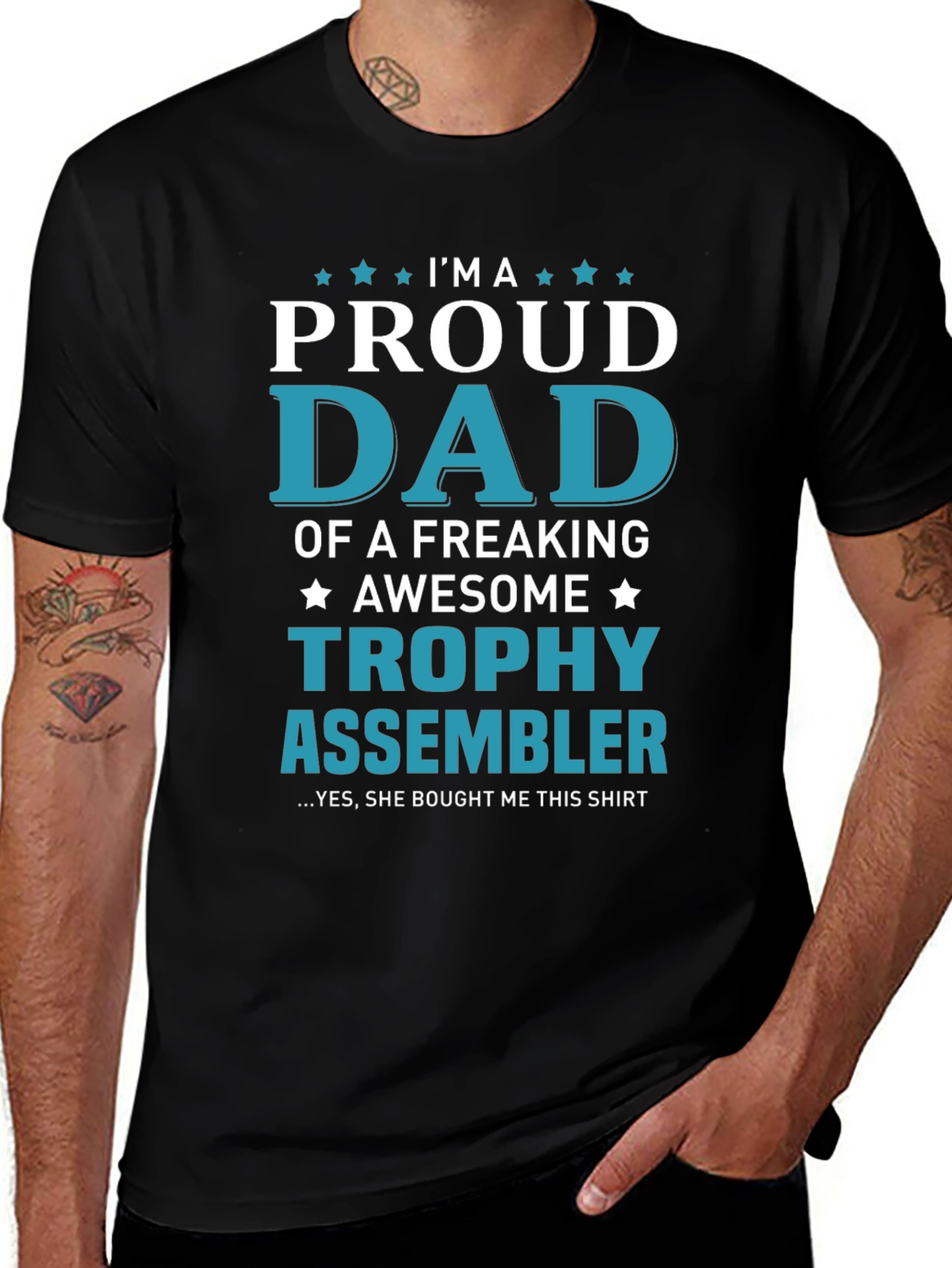 Proud Dad Trophy Assembler Graphic T-Shirt