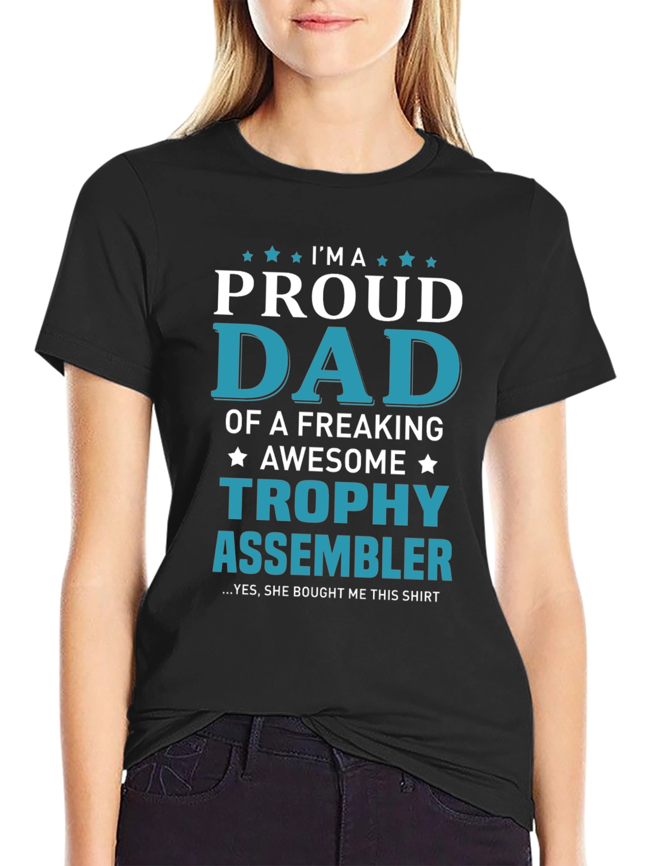 Proud Dad Trophy Assembler Graphic T-Shirt