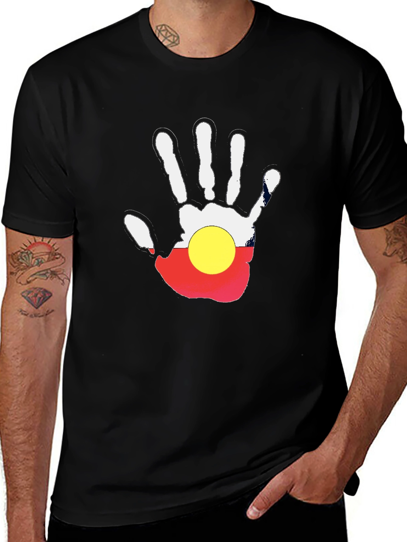 Aboriginal Flag Hand Print T-Shirt