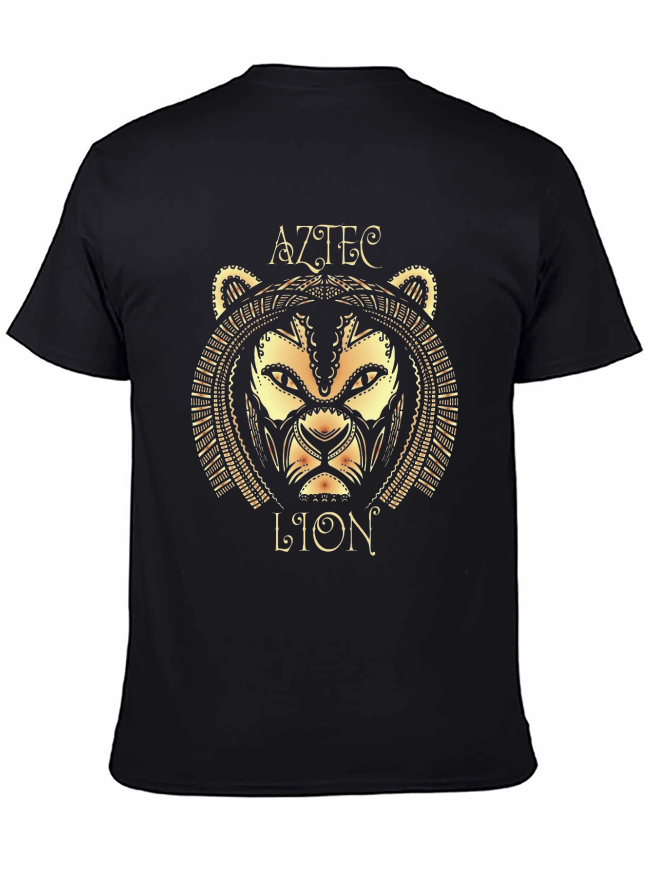 Aztec Lion Graphic Tee - Stylish Black Cotton T-Shirt
