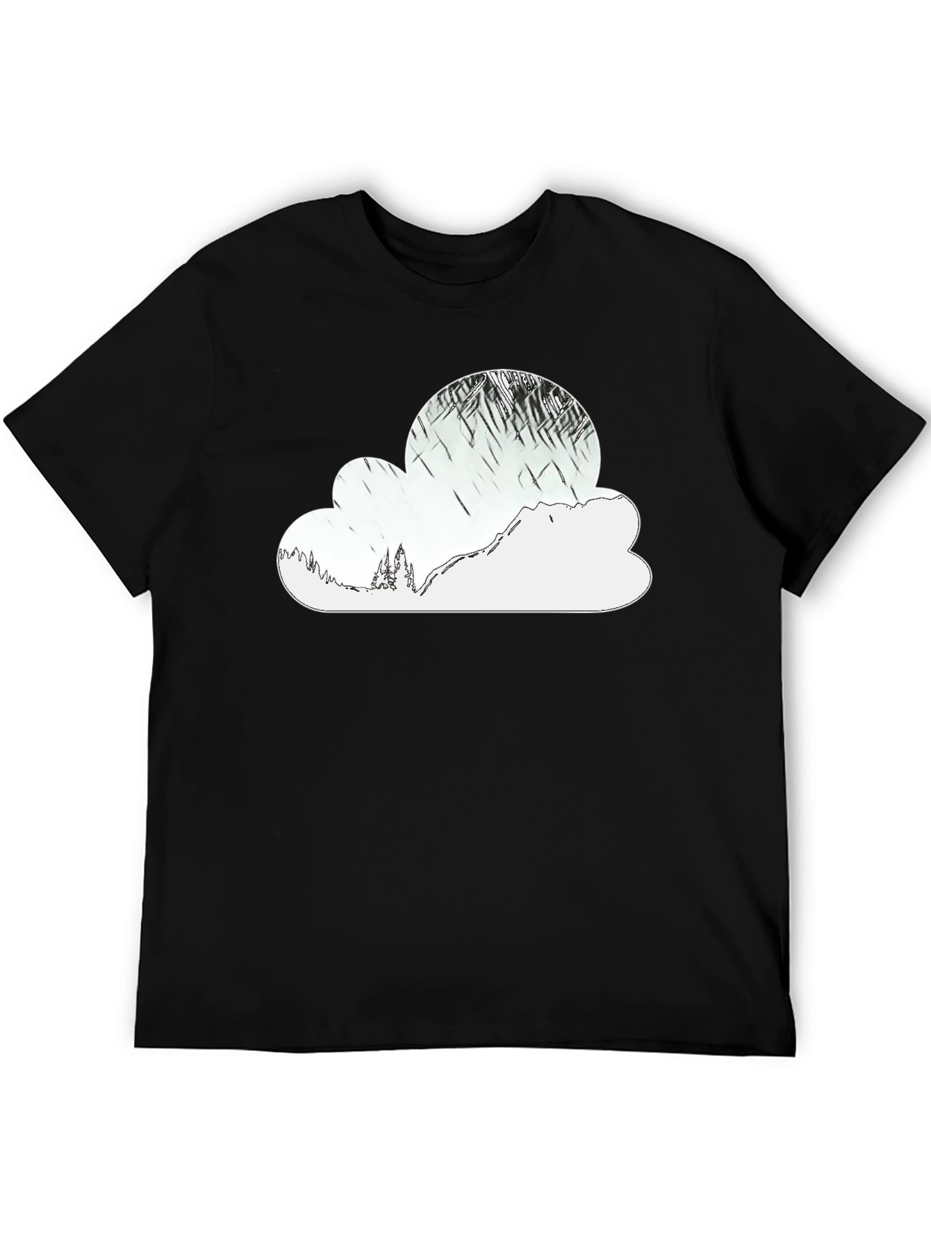Mountain Cloud Graphic Tee - Stylish Black T-Shirt