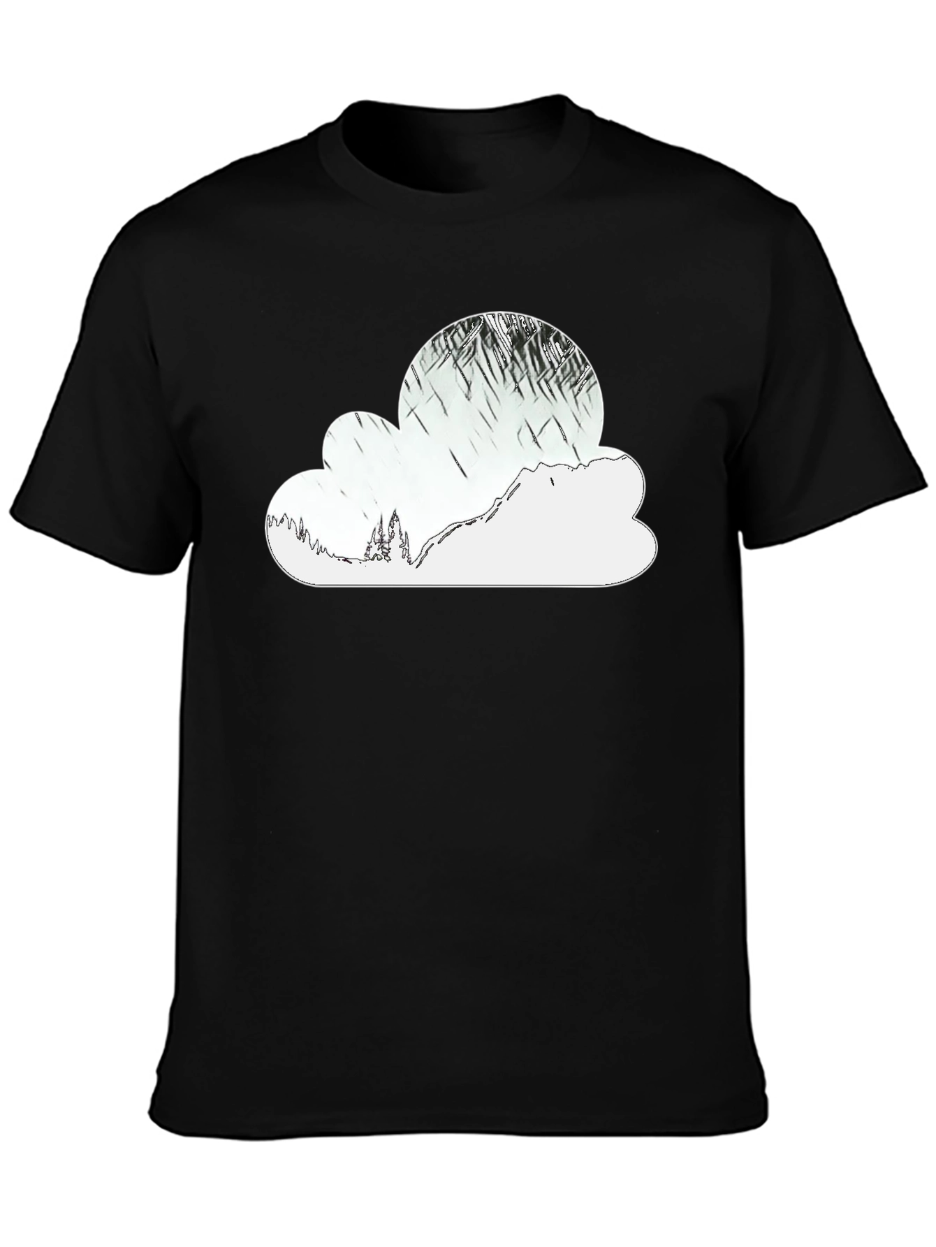 Mountain Cloud Graphic Tee - Stylish Black T-Shirt