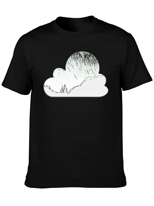 Mountain Cloud Graphic Tee - Stylish Black T-Shirt