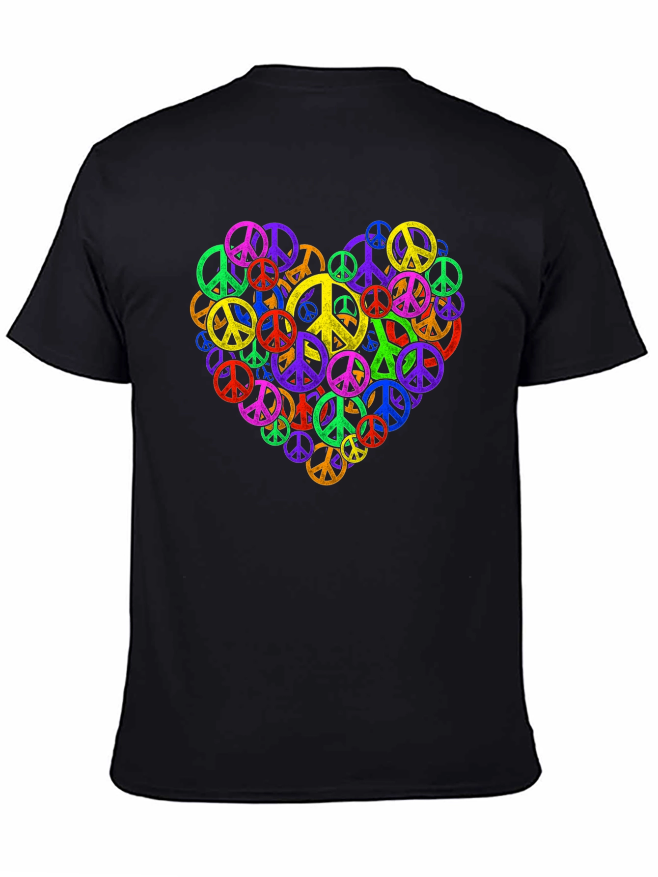 Peace Sign Heart Black T-Shirt