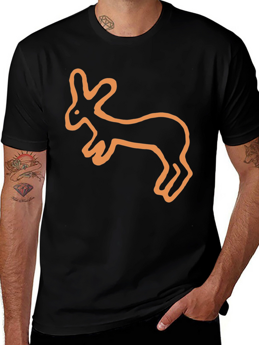Rabbit Graphic Tee - Black Cotton Casual Shirt