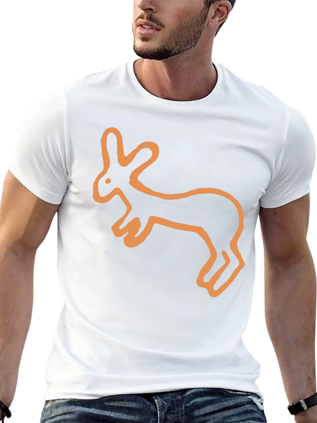Rabbit Graphic Tee - Black Cotton Casual Shirt