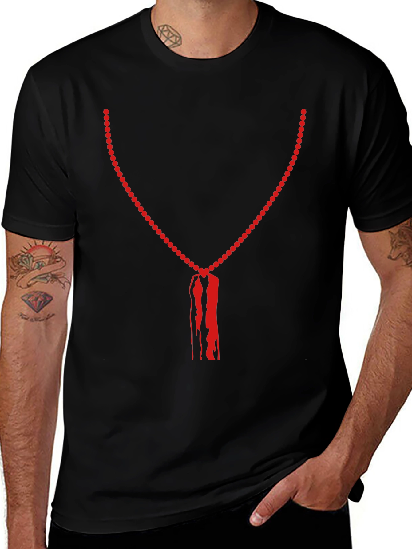 Unique Bead Necklace Graphic Print Tee