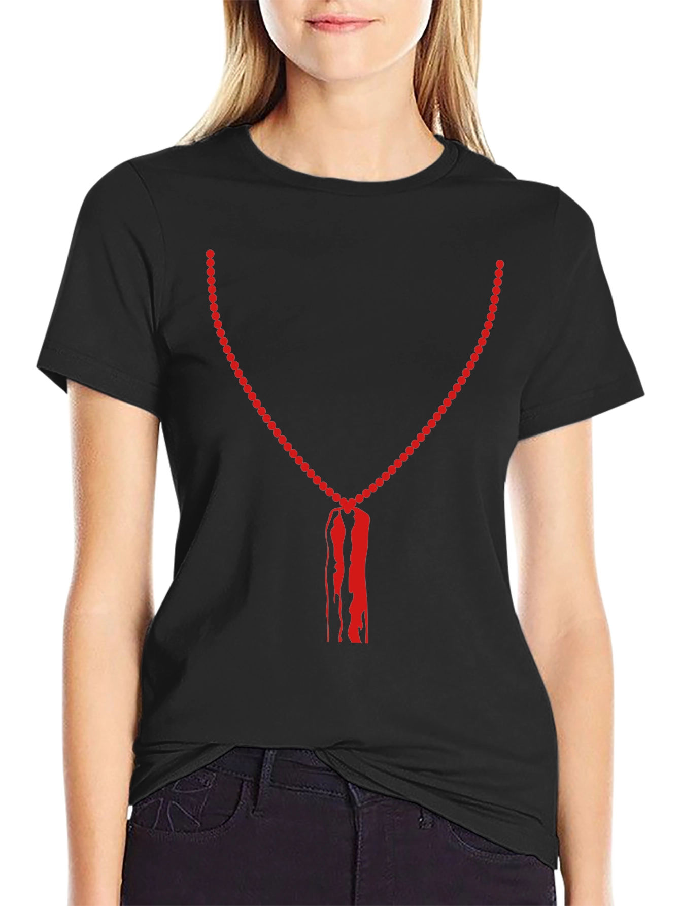 Unique Bead Necklace Graphic Print Tee