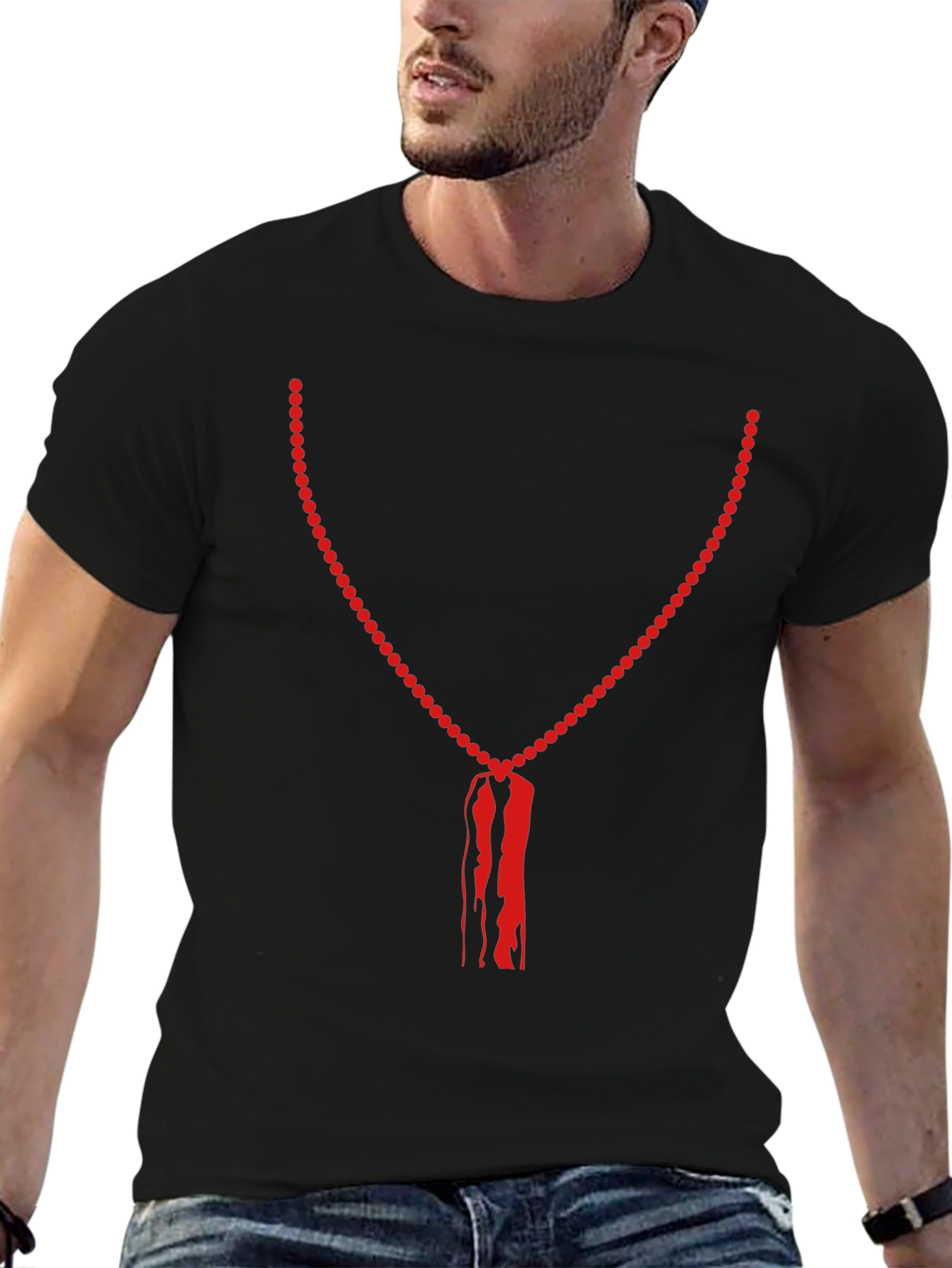 Unique Bead Necklace Graphic Print Tee