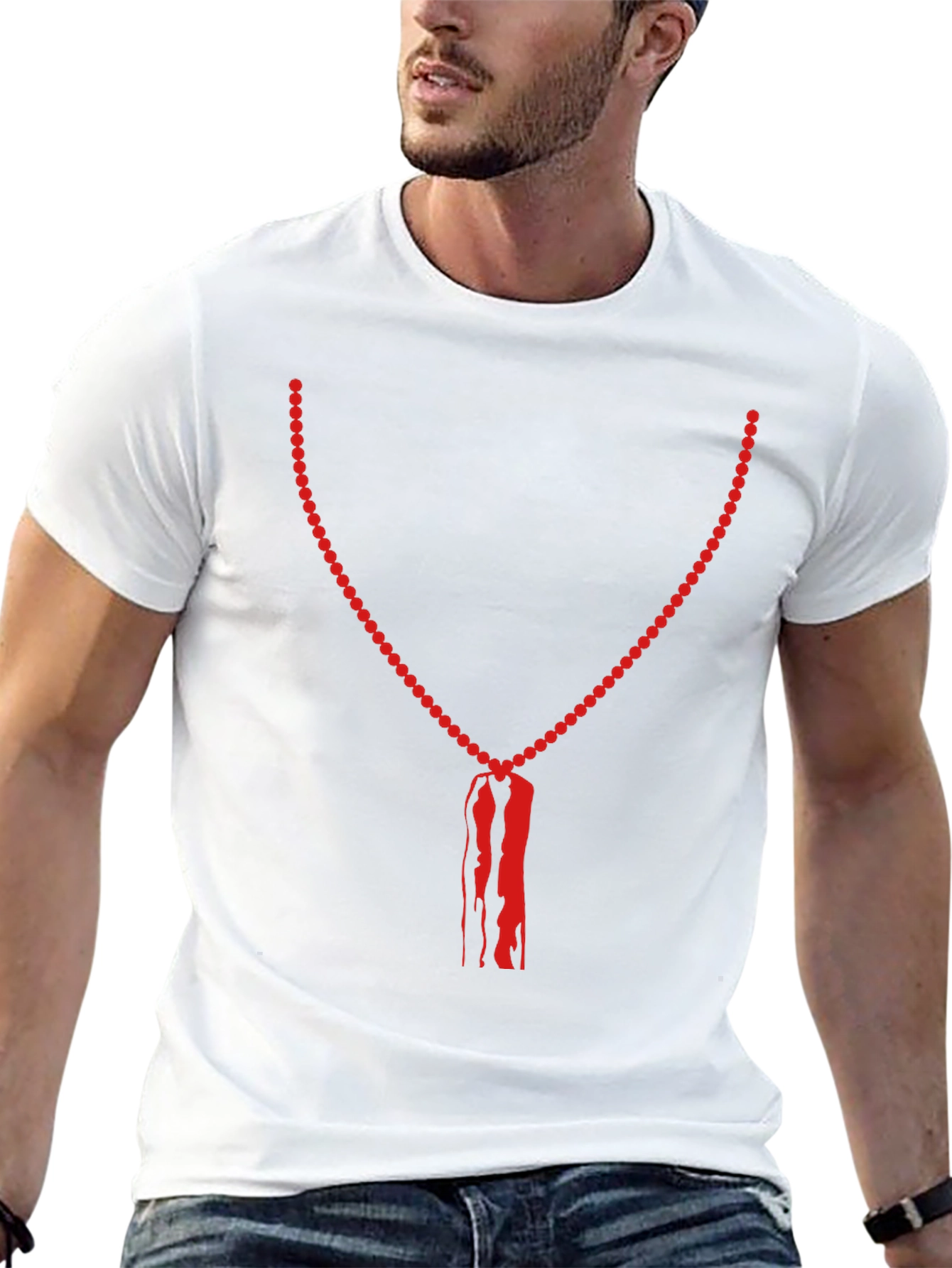 Unique Bead Necklace Graphic Print Tee