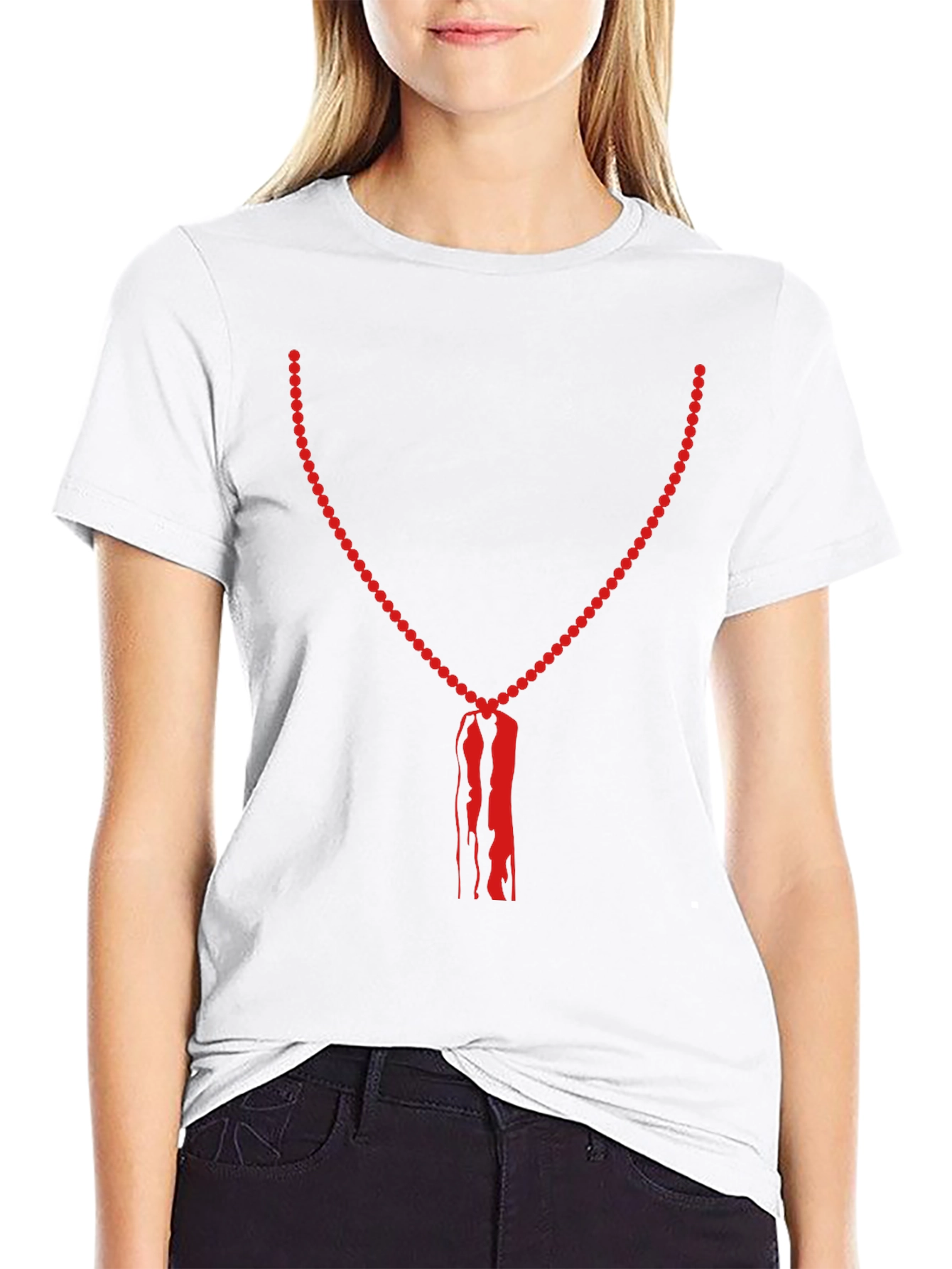 Unique Bead Necklace Graphic Print Tee